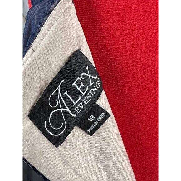 Alex Evenings Navy Blue Lace Cold Shoulder Fit & Flare Evening Gown Sz 18 $229 - Picture 7 of 8